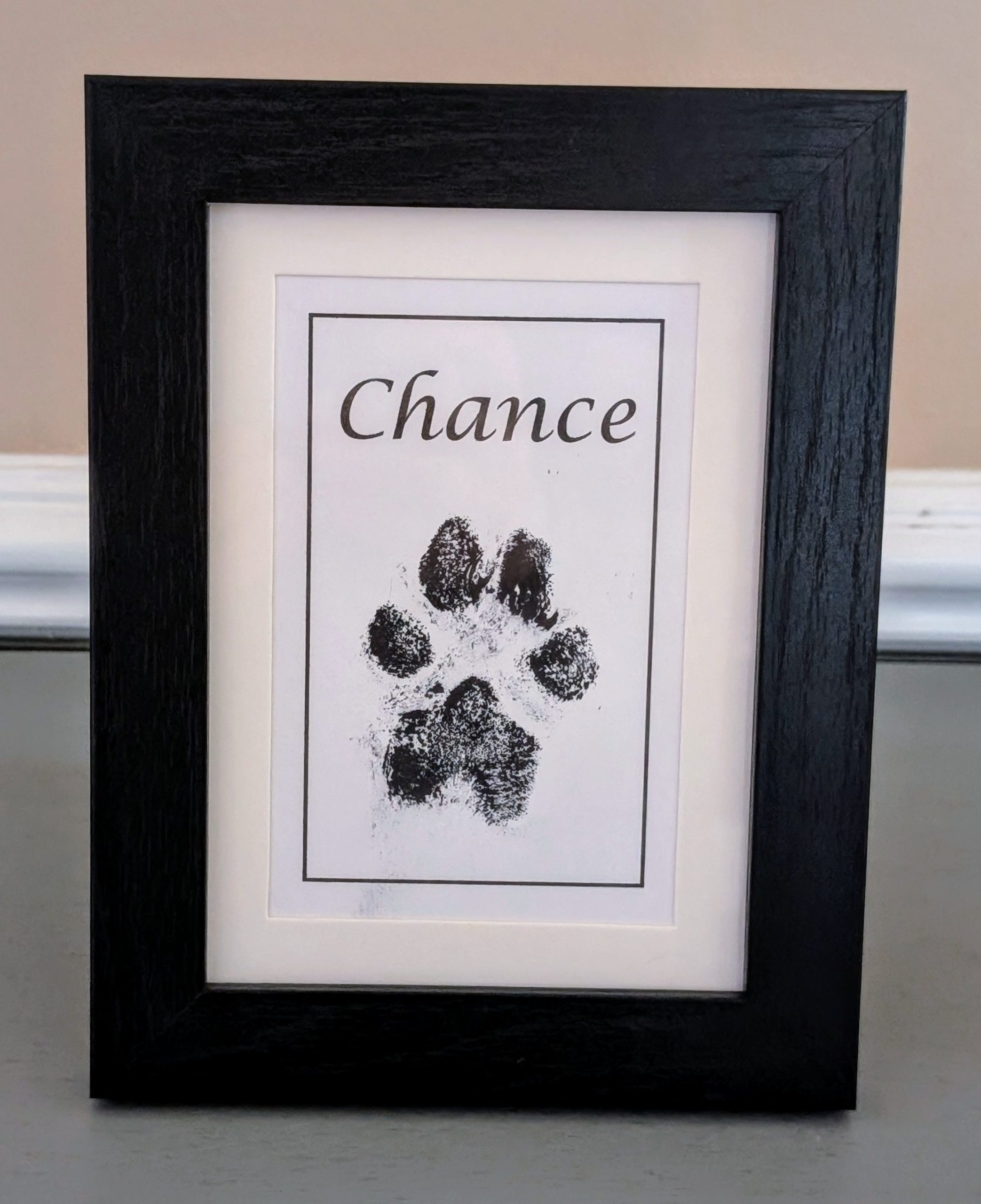 Framed ink paw print